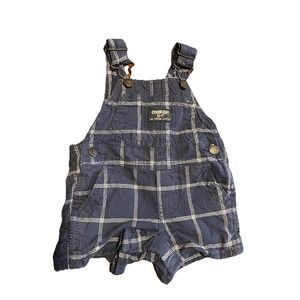 Osh Kosh B'gosh Baby Boy's Overall Shorts 3 Months VESTBAK Plaid Blue White